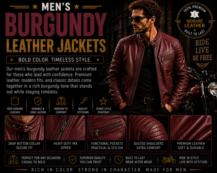 Men’s Burgundy Leather Jackets