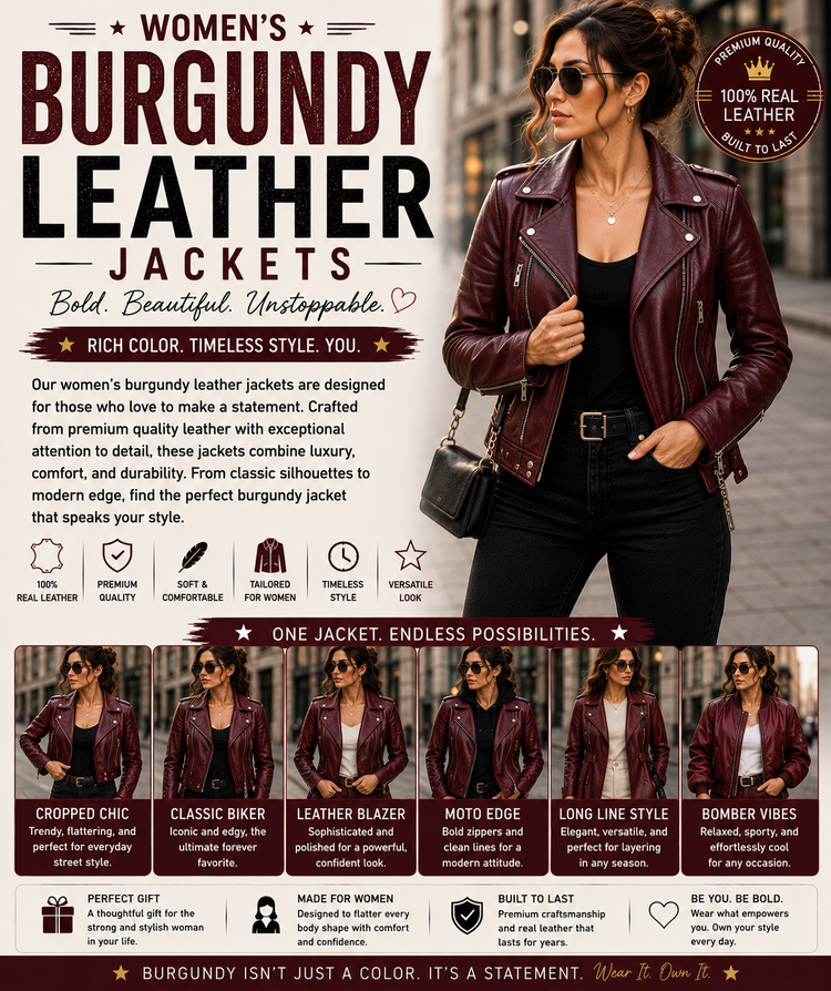 Women’s Burgundy Leather Jackets