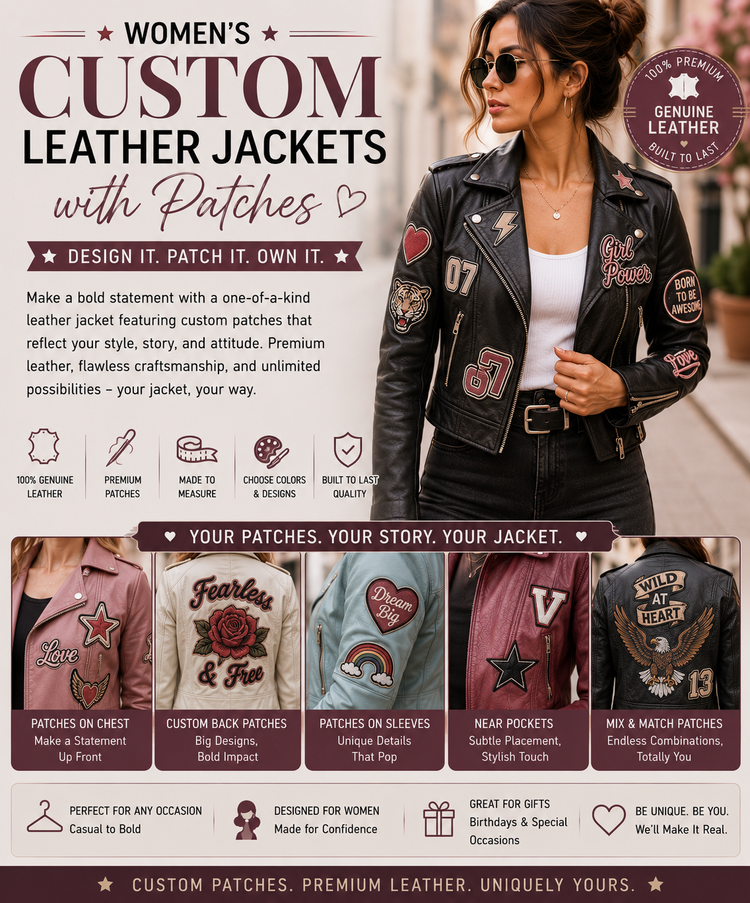 Women’s Custom Leather Jackets with Patches