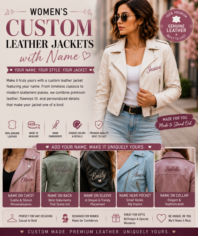 Women’s Custom Leather Jackets with Name