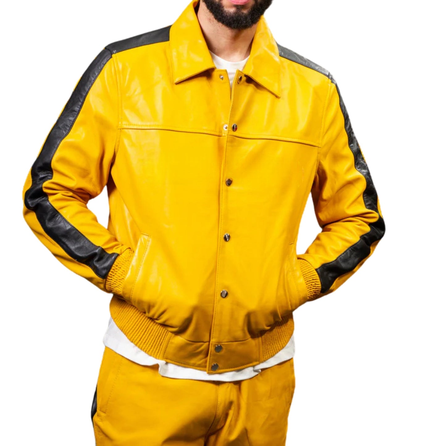 Yellow Leather Tracksuit – Bold, Trendy & Eye-Catching