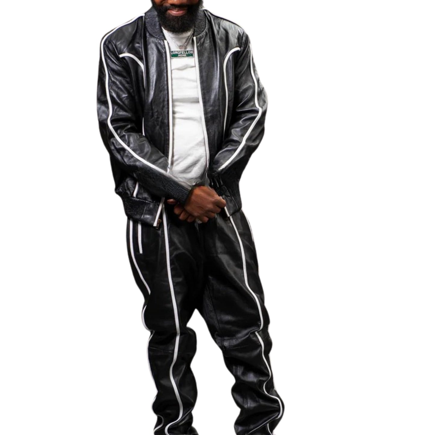 Black Leather Tracksuit – Bold, Sleek & Street-Ready