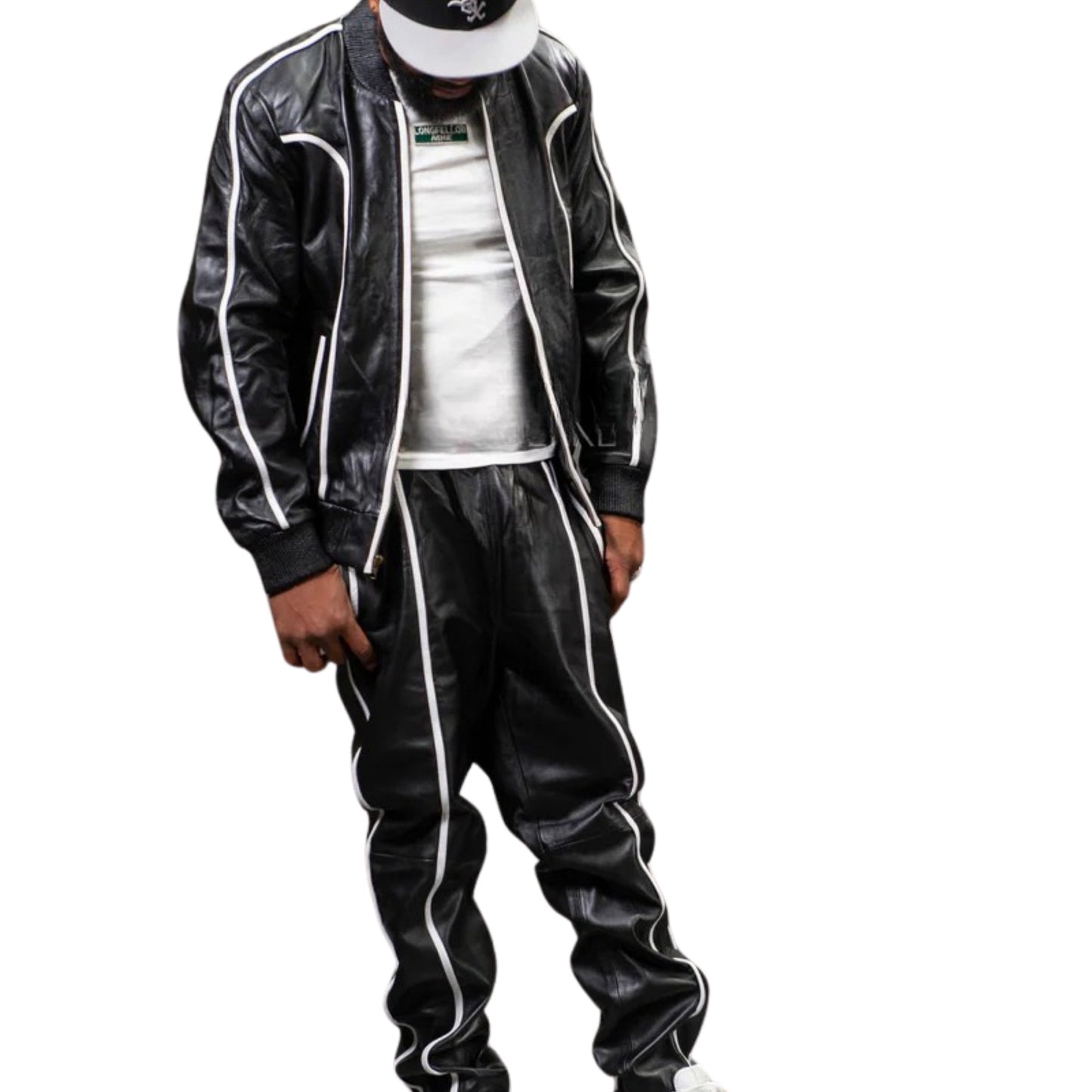 Black Leather Tracksuit – Bold, Sleek & Street-Ready