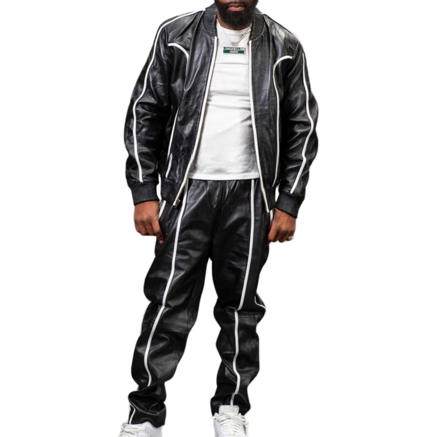 Black Leather Tracksuit – Bold, Sleek & Street-Ready