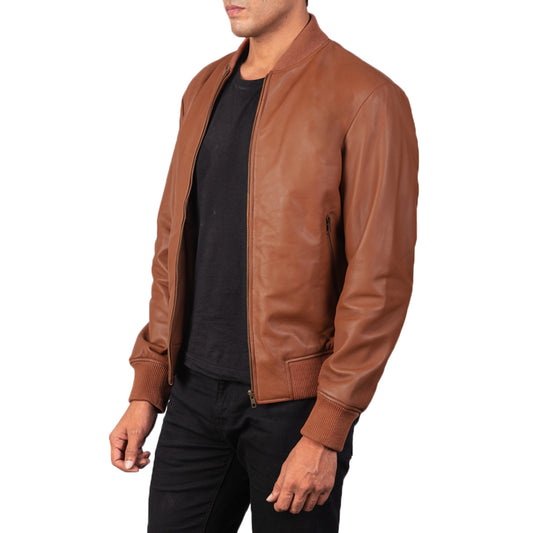 Brown Leather Bomber Jacket – Classic, Timeless & Stylish