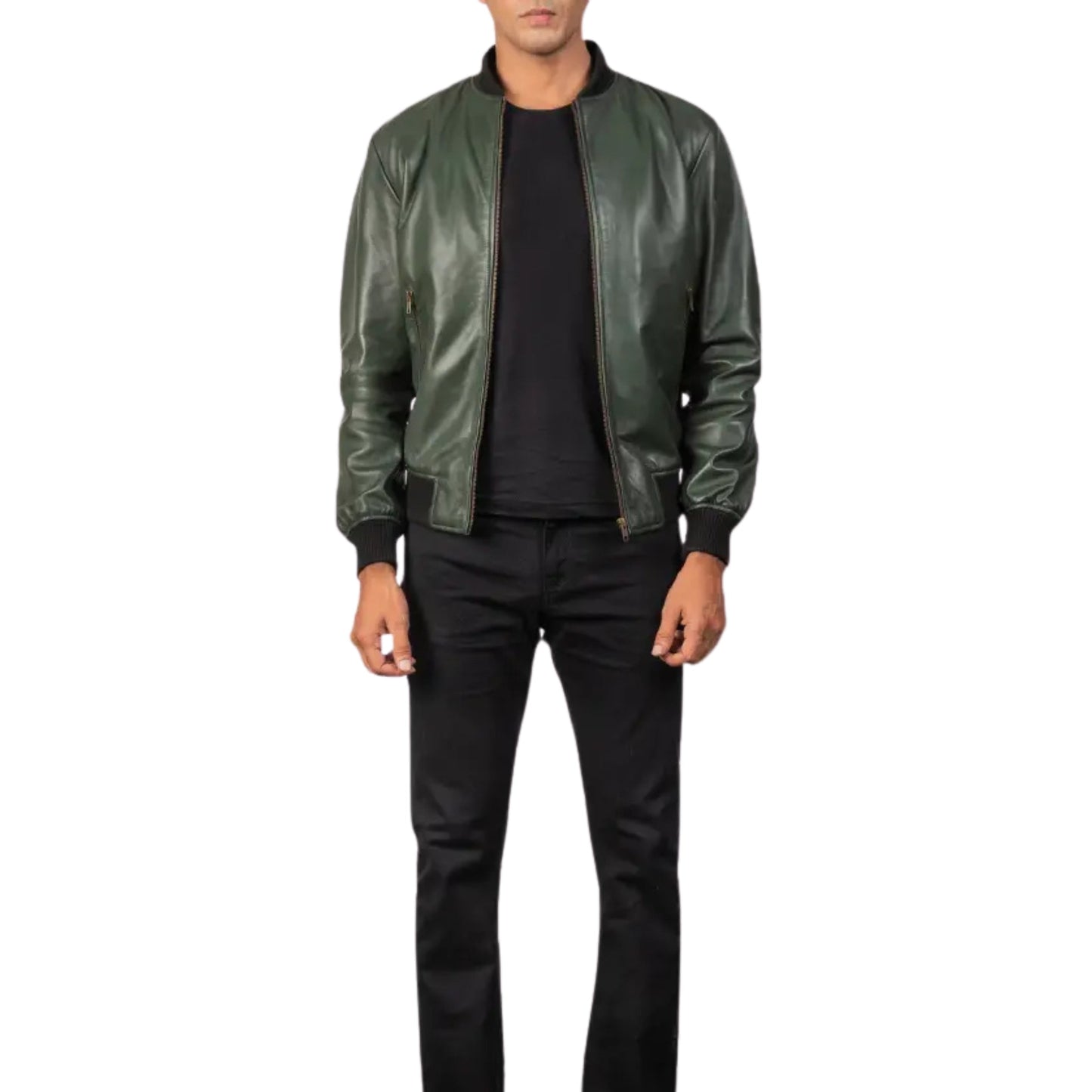 Green Leather Bomber Jacket – Bold, Stylish & Timeless