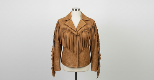 Women’s Tan Fringe Leather Jacket – Genuine Leather Western Moto Style