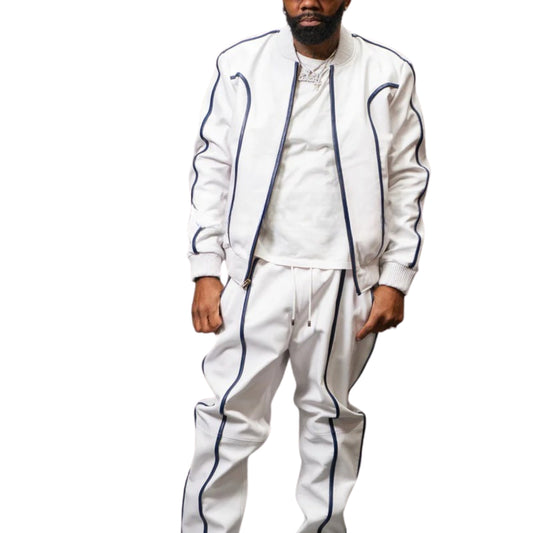White Leather Tracksuit – Sleek, Bold & High-Fashion