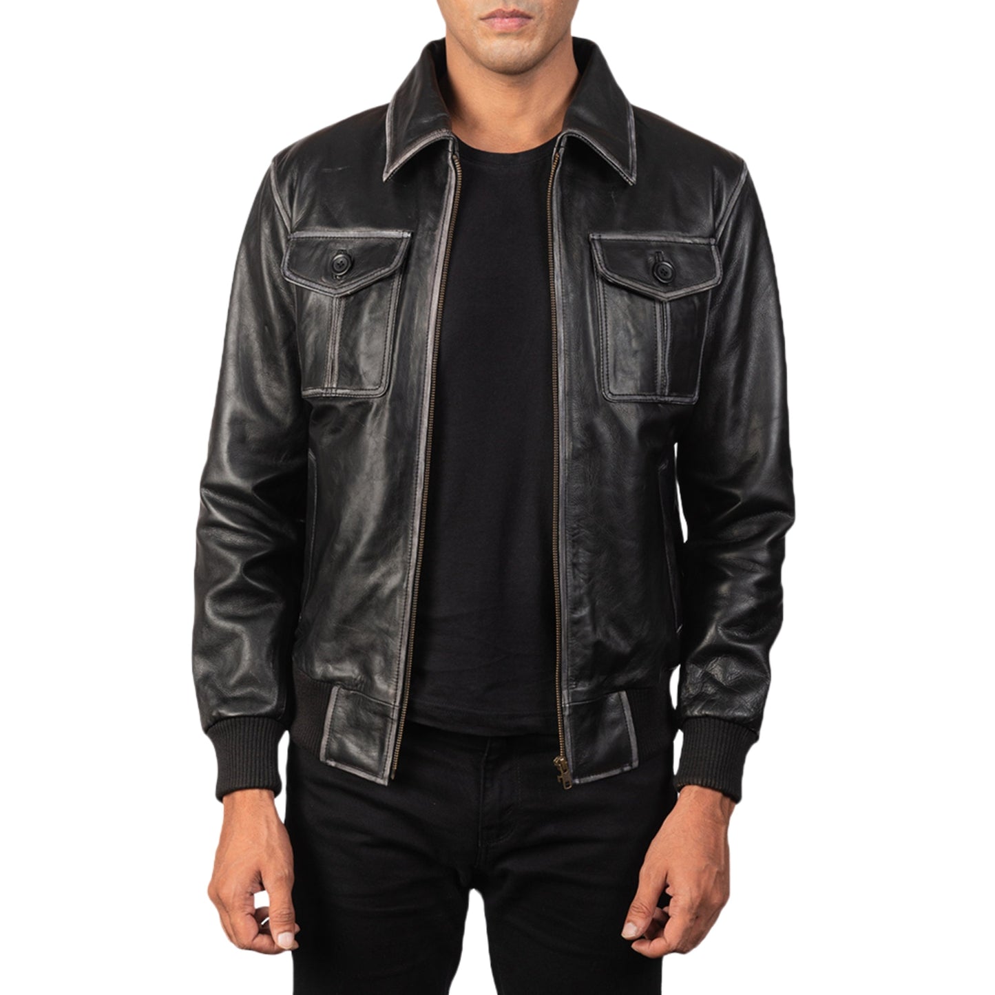 Black Leather Bomber Jacket – Classic, Rugged & Stylish