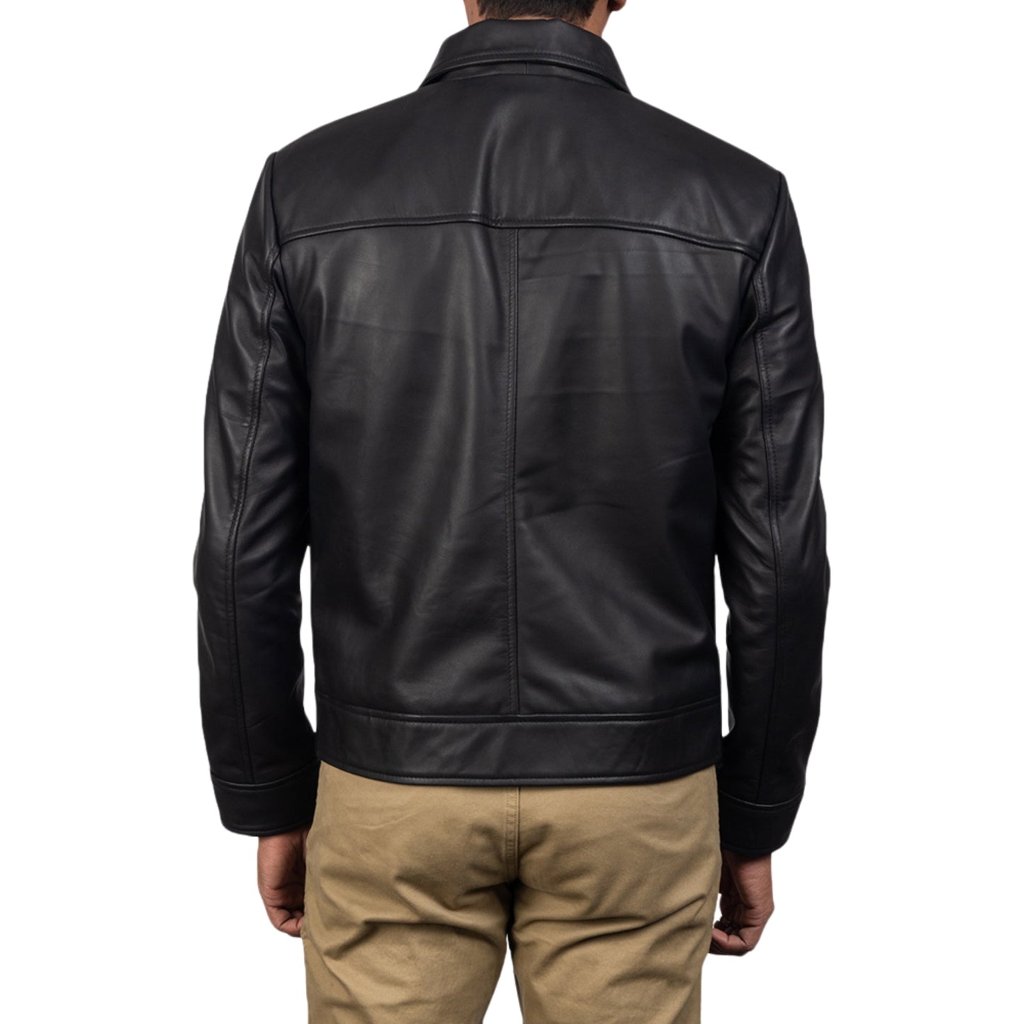 Men’s Stylish Black Classic Leather Jacket – Premium Genuine Leather