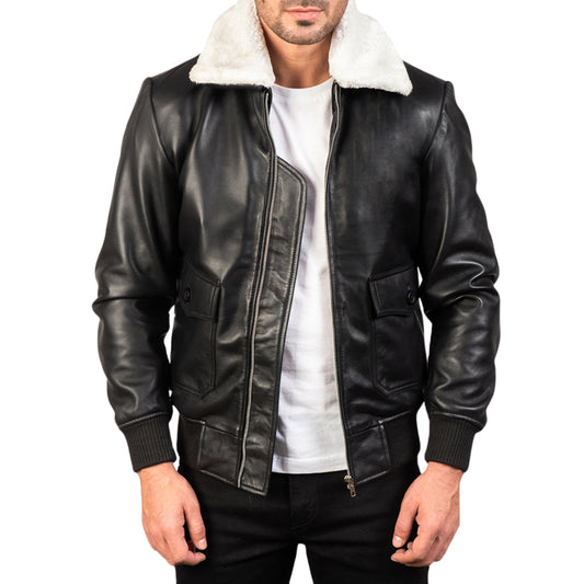 Men’s Fur Bomber Leather Jacket – Warm, Stylish &Timeless
