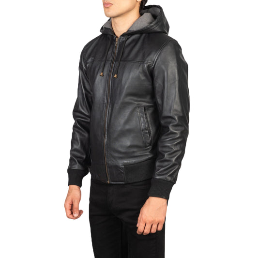 Men's Hooded Leather Jacket – Stylish & Versatile Genuine Leather