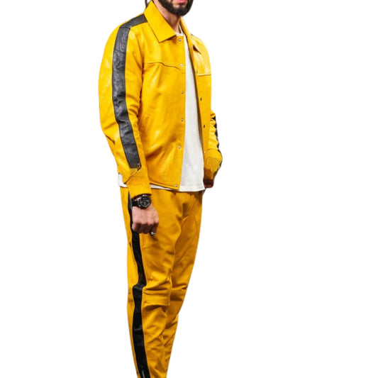 Yellow Leather Tracksuit – Bold, Trendy & Eye-Catching