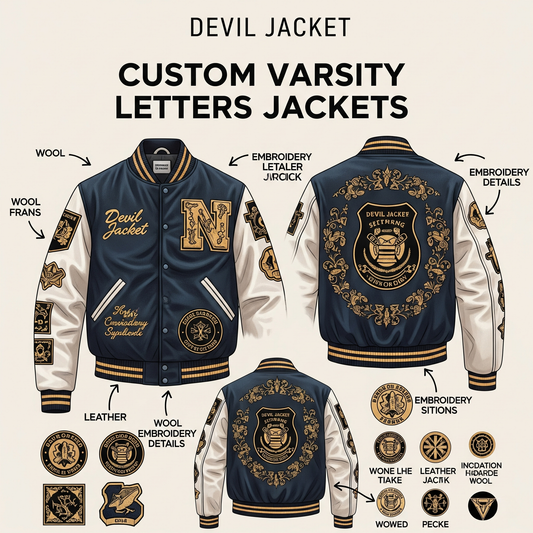 Custom Varsity Jacket – Classic Letterman with Your Name, Team, or Logo by Devil Jackets