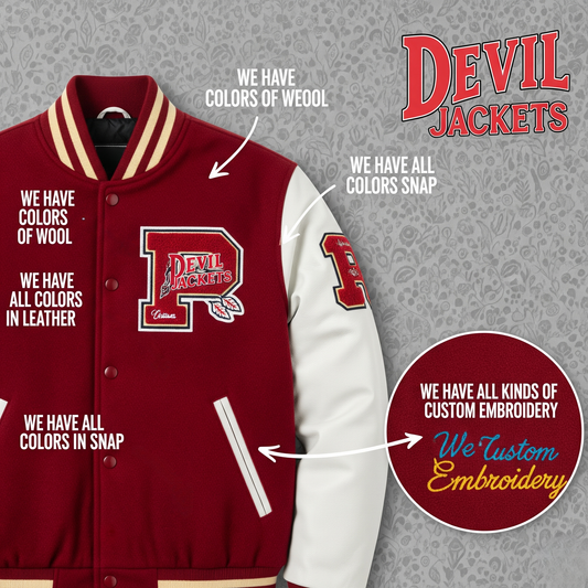 Devil Jackets Custom Varsity Jacket – Personalized Letterman Look for Teams, Schools & Creators