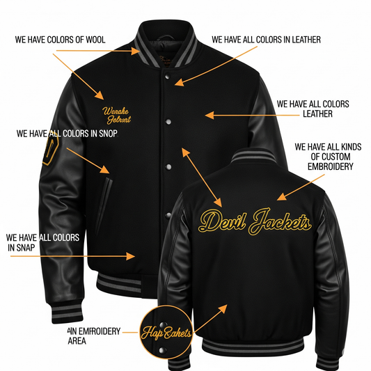 Personalized Varsity Jacket – Custom Letterman Jacket for School, Team, or Streetwear by Devil Jackets (Copy)