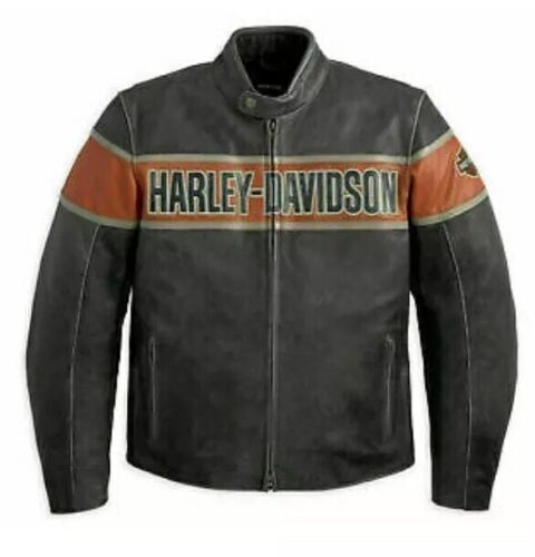 Harley Davidson Men’s Victory Lane Leather Jacket – Genuine Cowhide Motorcycle Riding Gear