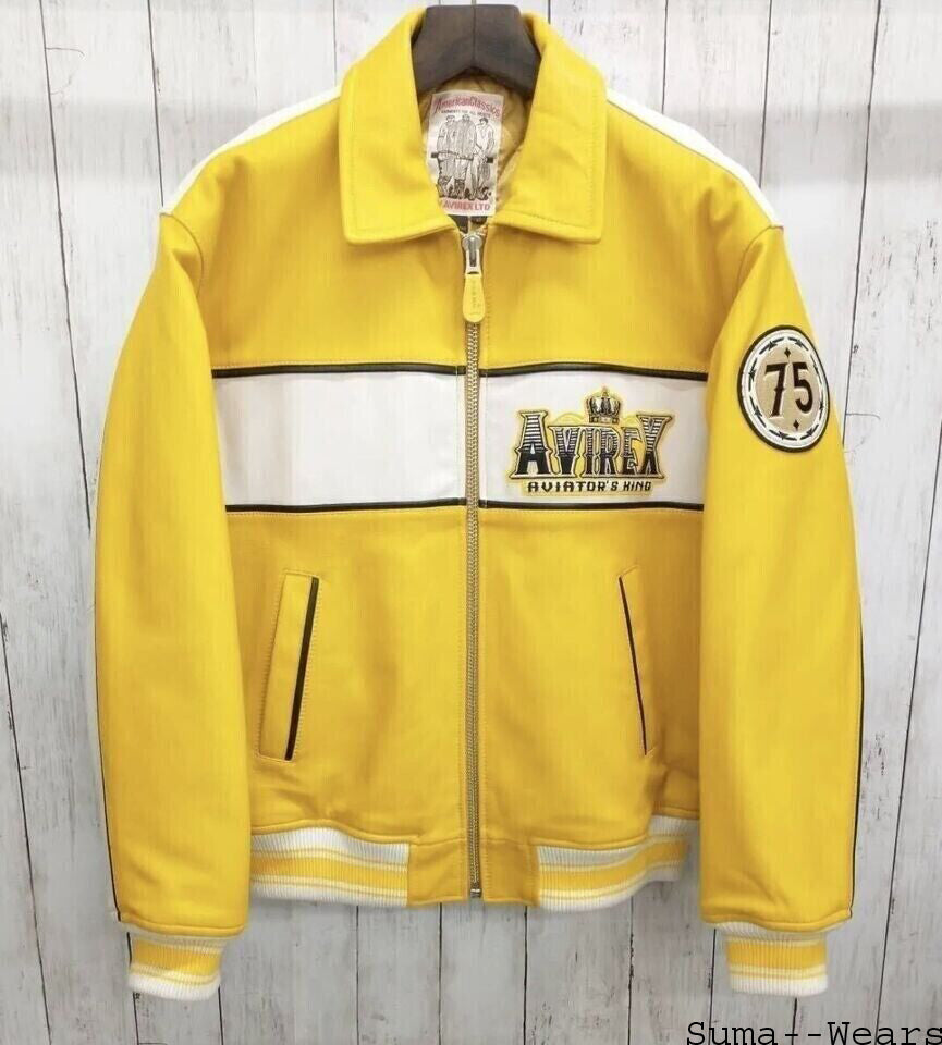 Avirex Leather Jacket – Classic Vintage Bomber Style Men’s Genuine Cowhide Flight Jacket