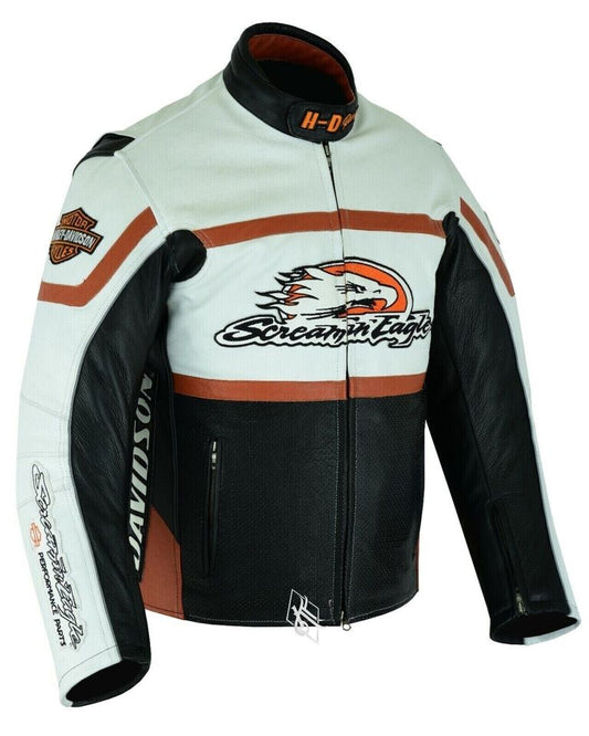 Harley Davidson Screamin’ Eagle Leather Jacket – Men’s Genuine Cowhide Performance Riding Gear